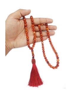 REBUY REBUY Natural Sulemani Aqeeq Islamic Prayer Rosary Beads Tasbih Tasbeeh 99 beads (Red Stripe Agate)  - Image 3