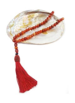 REBUY REBUY Natural Sulemani Aqeeq Islamic Prayer Rosary Beads Tasbih Tasbeeh 99 beads (Red Stripe Agate)  - Image 4