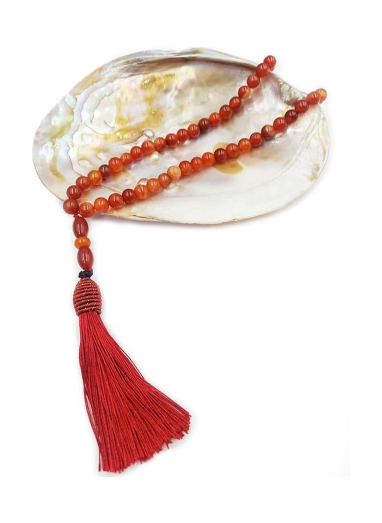 REBUY REBUY Natural Sulemani Aqeeq Islamic Prayer Rosary Beads Tasbih Tasbeeh 99 beads (Red Stripe Agate)  - Image 4