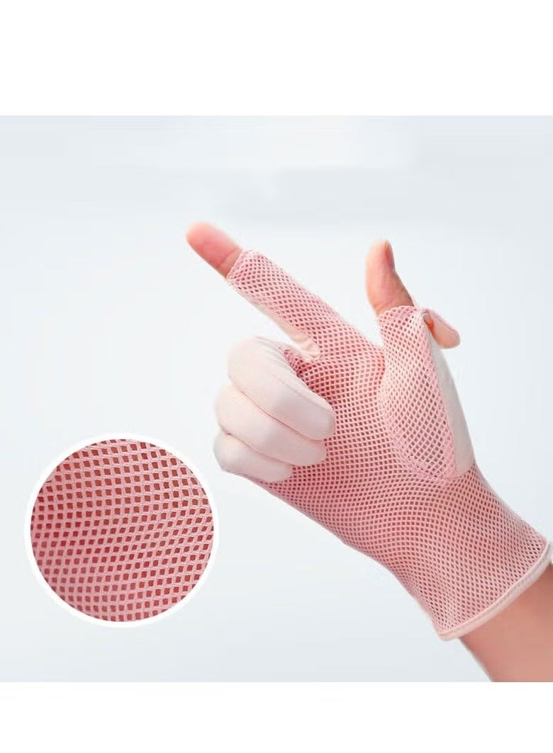 سبورت قفازات نسائية واقية من الشمس - حماية من الأشعة فوق البنفسجية UPF 50+، قفازات نسائية سريعة الجفاف ومضادة للانزلاق للقيادة، قفازات شاشة تعمل باللمس لركوب الدراجات والرياضات الخارجية (وردي) - Image 4