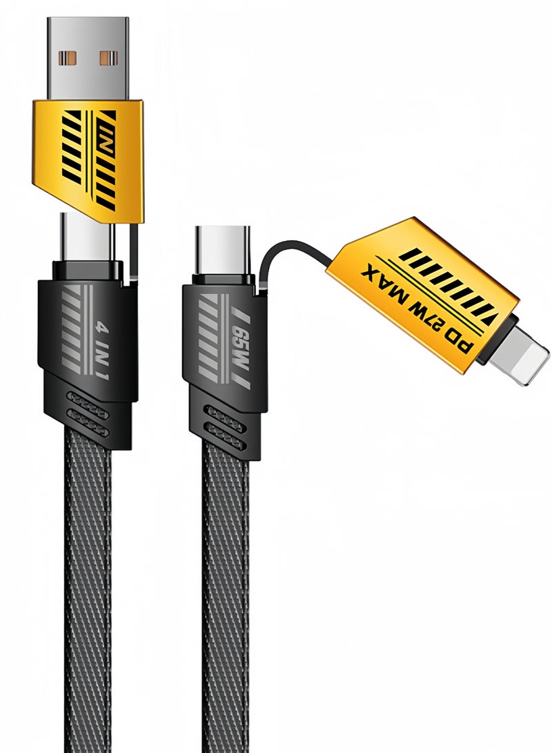 general General Super Fast Charging Data Cable , Nylon Braided , 65W Power Delivery, 4 in 1 Combined Charging Interface USB-C To Type C/Lightning/USB-A , 1.2M , Mechs - Image 5