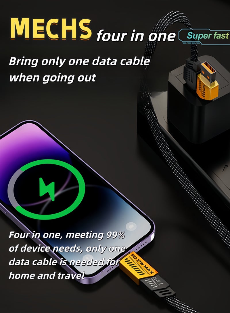 general General Super Fast Charging Data Cable , Nylon Braided , 65W Power Delivery, 4 in 1 Combined Charging Interface USB-C To Type C/Lightning/USB-A , 1.2M , Mechs - Image 4