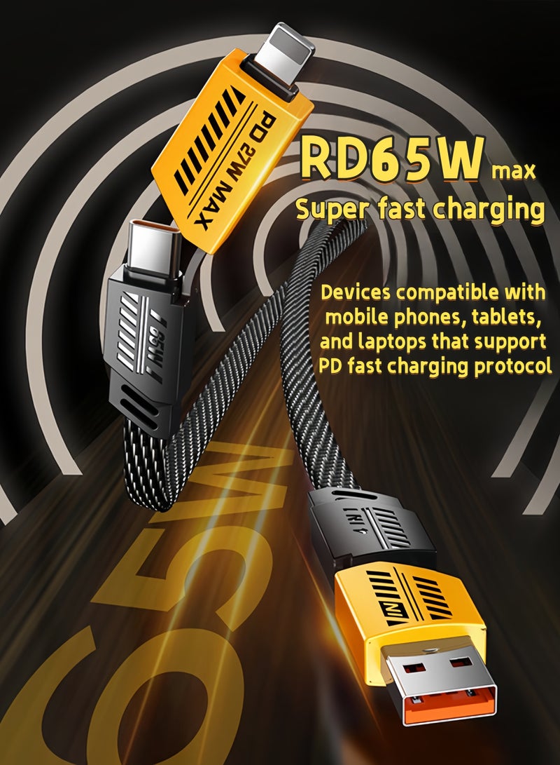 general General Super Fast Charging Data Cable , Nylon Braided , 65W Power Delivery, 4 in 1 Combined Charging Interface USB-C To Type C/Lightning/USB-A , 1.2M , Mechs - Image 1