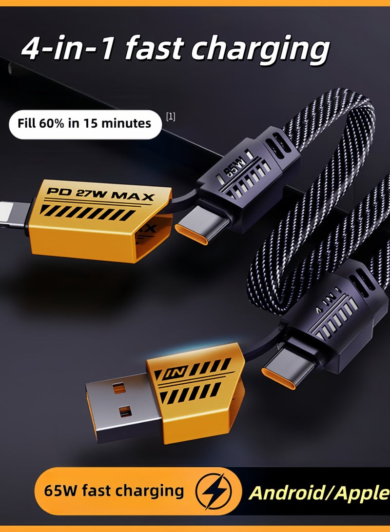 general General Super Fast Charging Data Cable , Nylon Braided , 65W Power Delivery, 4 in 1 Combined Charging Interface USB-C To Type C/Lightning/USB-A , 1.2M , Mechs - Image 2