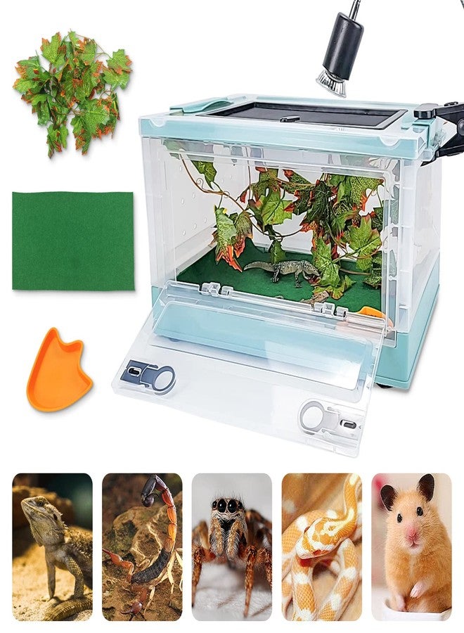 RunDuck Travel Portable Foldable Terrarium Kits for Reptiles -Heat-Resistant Material, Easy to Move with Wheels, Includes Plant, Feeding Bowl, and Carpet for Snakes, Lizards, Tortoises, and Leopard - Image 1