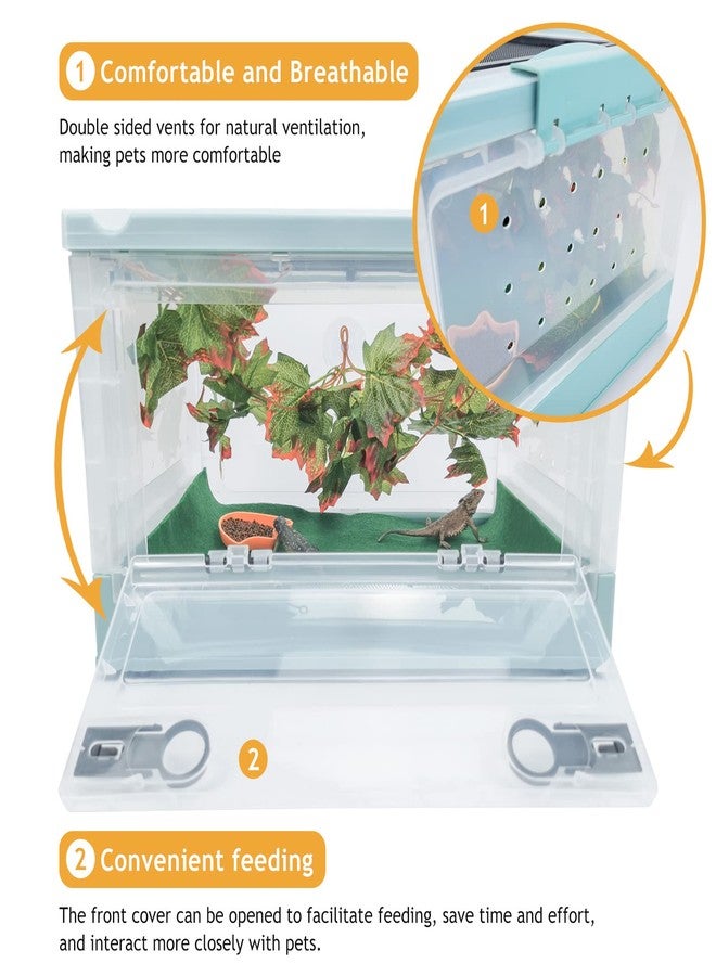 RunDuck Travel Portable Foldable Terrarium Kits for Reptiles -Heat-Resistant Material, Easy to Move with Wheels, Includes Plant, Feeding Bowl, and Carpet for Snakes, Lizards, Tortoises, and Leopard - Image 4