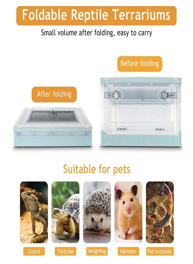 RunDuck Travel Portable Foldable Terrarium Kits for Reptiles -Heat-Resistant Material, Easy to Move with Wheels, Includes Plant, Feeding Bowl, and Carpet for Snakes, Lizards, Tortoises, and Leopard - Image 3