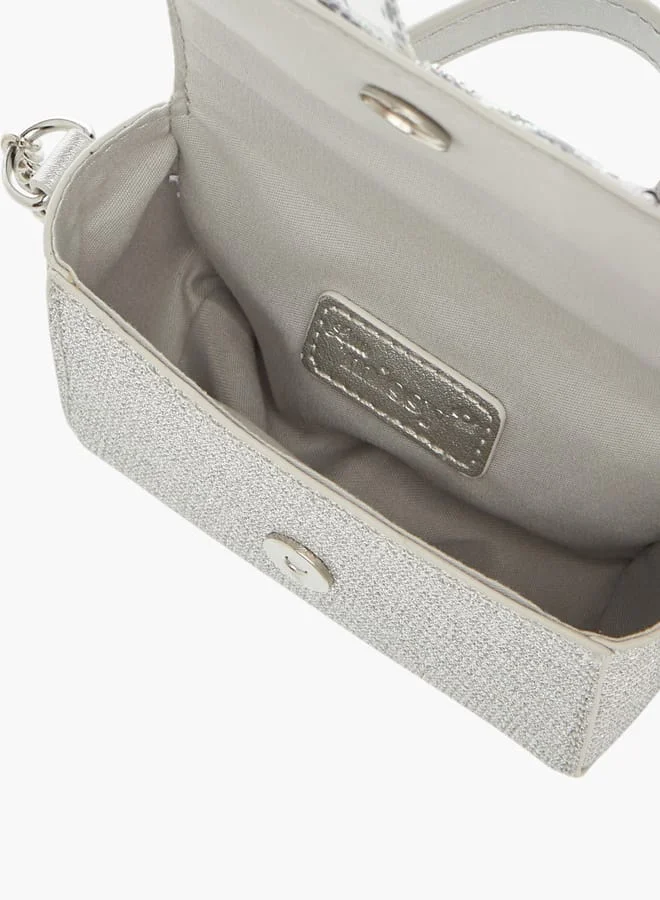 Little Missy Girls Bow Accent Crossbody Bag with Chain Strap and Button Closure