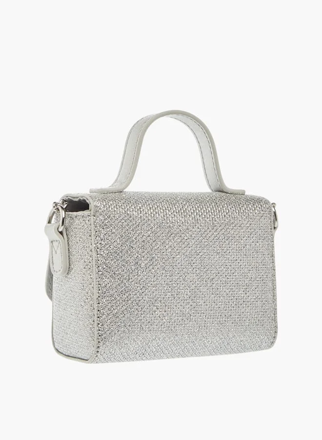 Little Missy Girls Bow Accent Crossbody Bag with Chain Strap and Button Closure