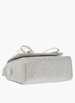 Little Missy Girls Bow Accent Crossbody Bag with Chain Strap and Button Closure  - Image 5