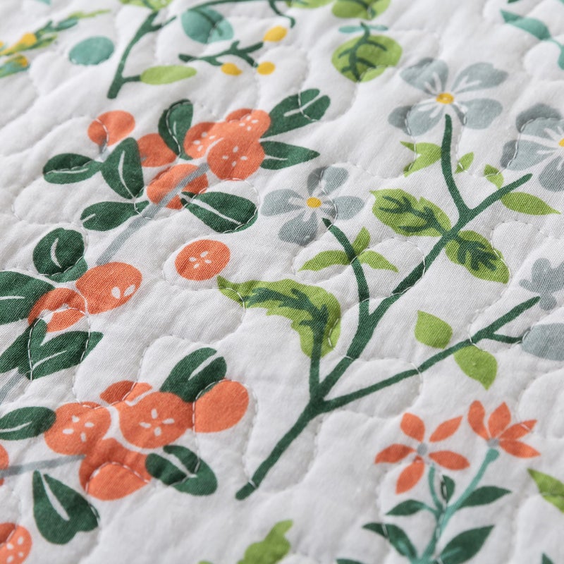 NEWLAKE Cotton Bedspread Quilt Sets-Reversible Patchwork Coverlet Set, Green Classic Floral Pattern, California King Size - Image 3