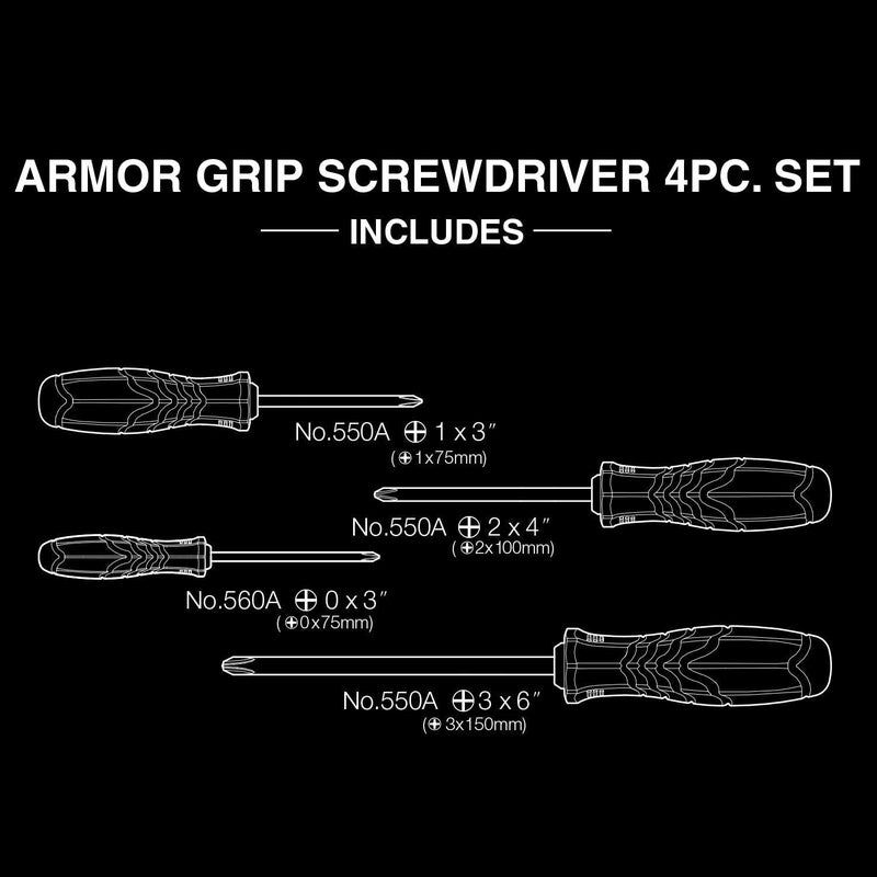 VESSEL - ARMOR GRIPâ„¢ Screwdriver Cross Point 4PC. Set (JISDRIVE) No.550APH4PBU - Image 2