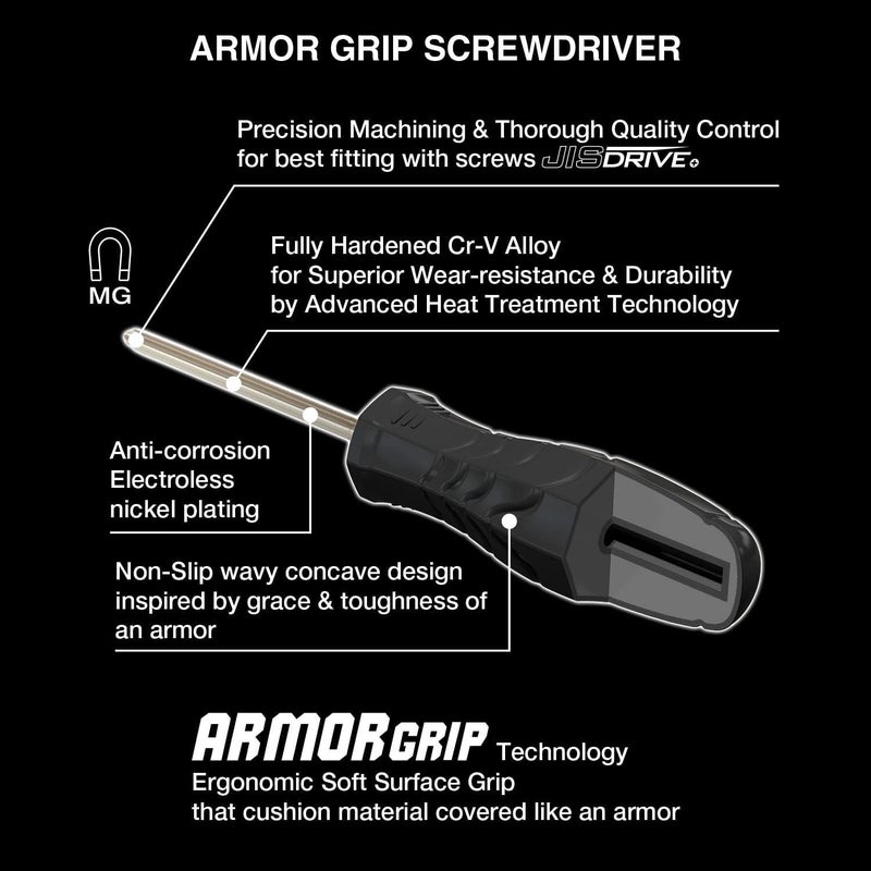 VESSEL - ARMOR GRIPâ„¢ Screwdriver Cross Point 4PC. Set (JISDRIVE) No.550APH4PBU - Image 3