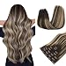MAXITA Clip in Hair Extensions Real Human Hair,Remy Hair Extensions Clip ins Double Weft for Women,Natural Real Human Hair,14Inch 120g 7Pcs,Chocolate Brown to Honey Blonde - Image 2