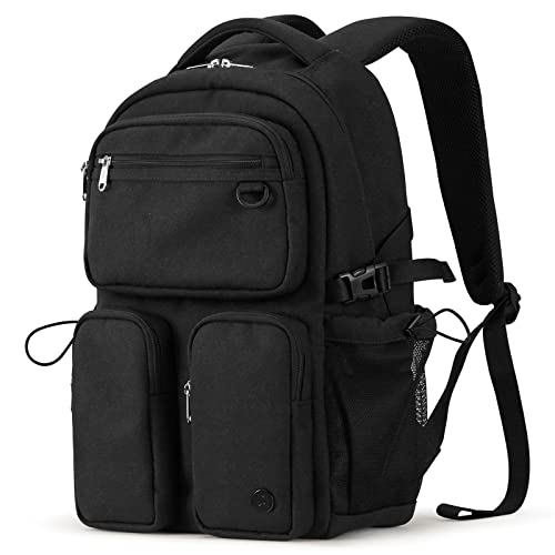 mixi Travel Laptop Backpack, Lightweight Durable School Bookbag Men Woman 15.6" Computer Bag, Water Resistant Outdoor Hiking Backpacks With Multifunction Pockets, 17 Inch, Black - Image 1