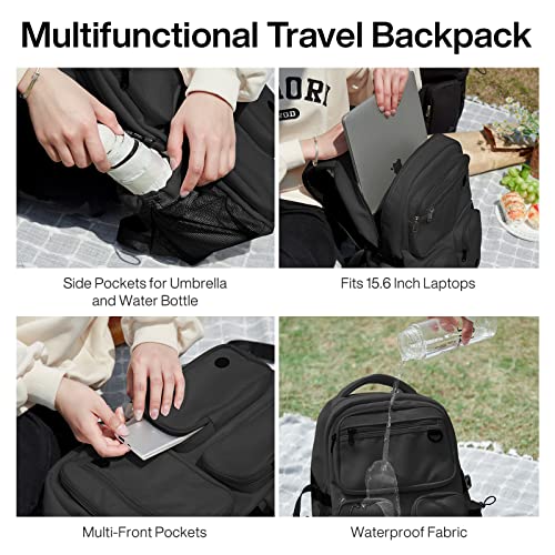 mixi Travel Laptop Backpack, Lightweight Durable School Bookbag Men Woman 15.6" Computer Bag, Water Resistant Outdoor Hiking Backpacks With Multifunction Pockets, 17 Inch, Black - Image 4