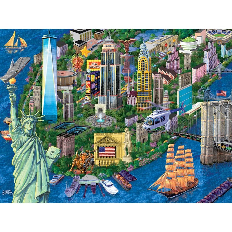 Bits and Pieces 1000 Piece Jigsaw Puzzle for Adults New York City View Statue of Liberty Skyline Jigsaw Puzzle by Artist Joseph Burgess Completed Puzzle Size 20 x 27 - Image 3