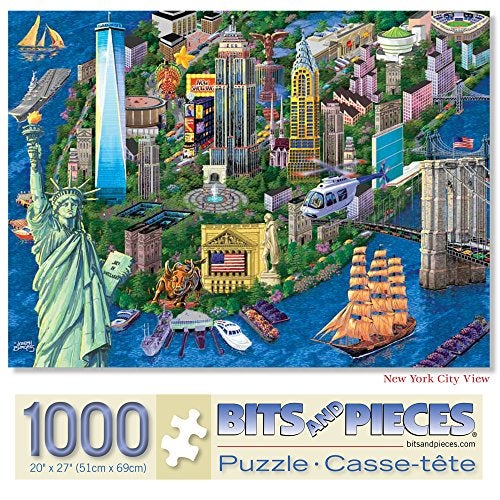 Bits and Pieces 1000 Piece Jigsaw Puzzle for Adults New York City View Statue of Liberty Skyline Jigsaw Puzzle by Artist Joseph Burgess Completed Puzzle Size 20 x 27 - Image 5