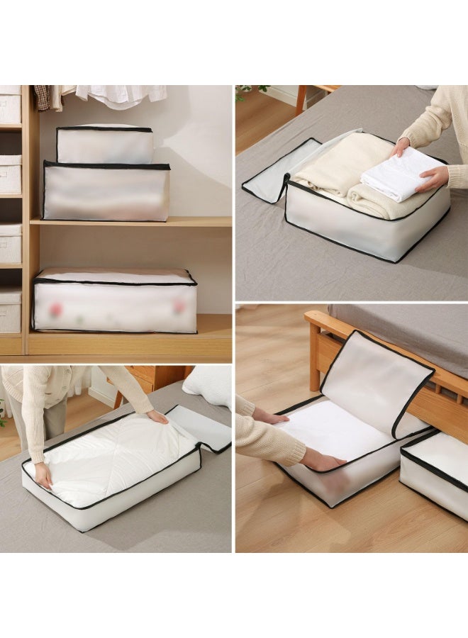 وانغبانغزي حاويات تخزين كبيرة تحت السرير مع غطاء بسحاب، منظم تخزين قابل للطي تحت السرير للملابس والبطانيات وأغطية السرير، تصميم من قماش PVEA مع مقابض، قطعتان (أسود، 80 * 60 * 25 سم) - Image 5