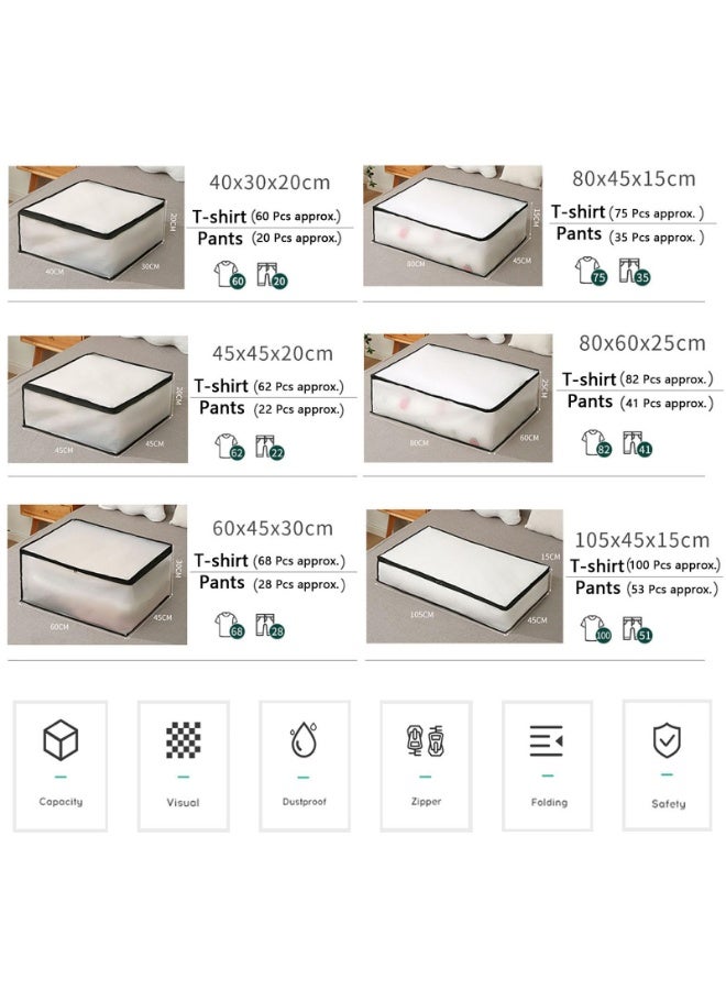 وانغبانغزي حاويات تخزين كبيرة تحت السرير مع غطاء بسحاب، منظم تخزين قابل للطي تحت السرير للملابس والبطانيات وأغطية السرير، تصميم من قماش PVEA مع مقابض، قطعتان (أسود، 80 * 60 * 25 سم) - Image 4