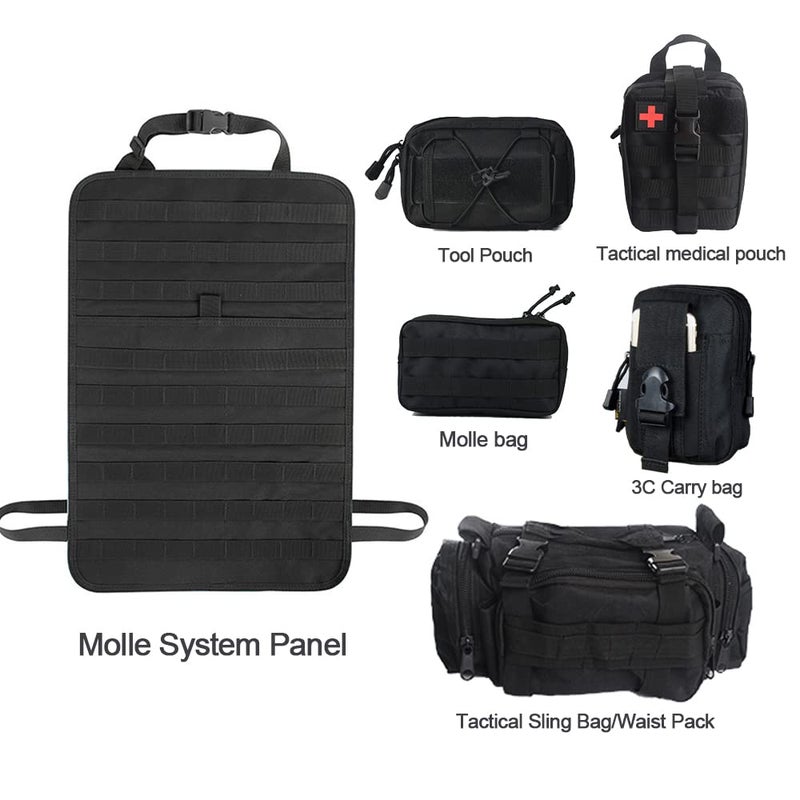 Jimikay Universal Tactical Seat â€‹Back Organizer Vehicle Molle Panel Organizer Storage Bag with 5 Detachable Molle Pouch for All Vehicel Such as Jeep,Truck,SUV, Car, Ford,Chevy,Toyota etc. (Black) - Image 4