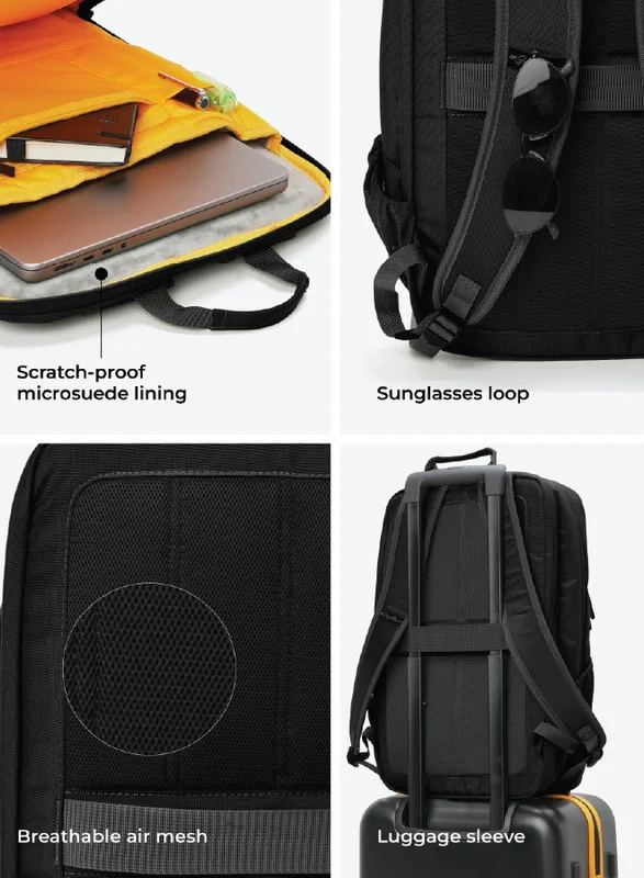 موكوبارا للتجارة ذ.م.م The Kaleido Backpack, Water-Resistant 15.6" Laptop Bag with Luggage Sleeve for Work, Travel, and Daily Use - Suitable for Men and Women