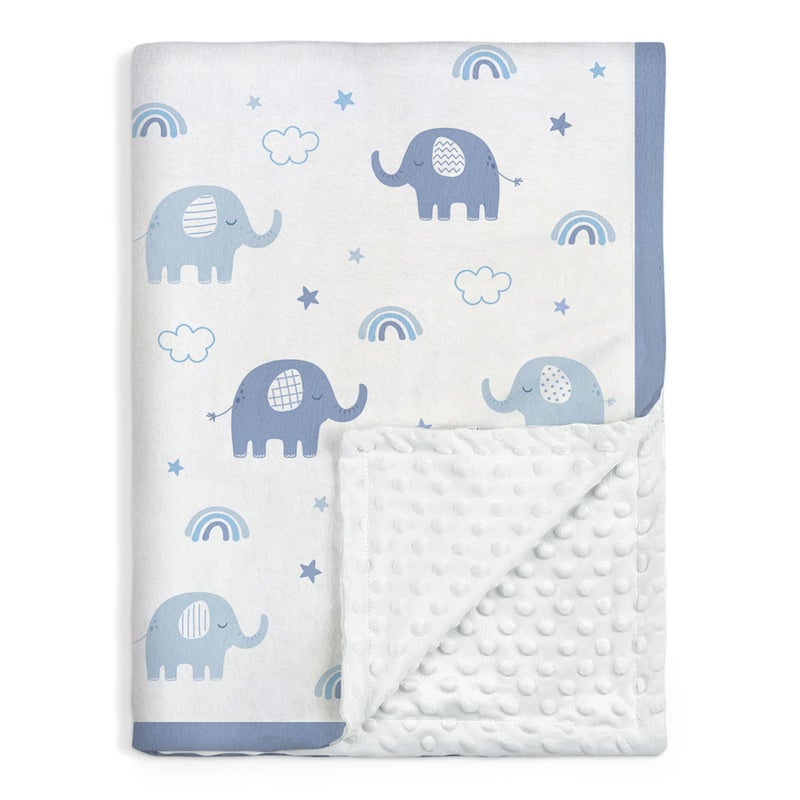 Elephant Minky Baby Blanket 30 x 40 Inches for Boys Girls Soft Plush Receiving Blanket with Dotted Back Gift for Toddler Newborn Infant Christmas Birthday Baby Shower