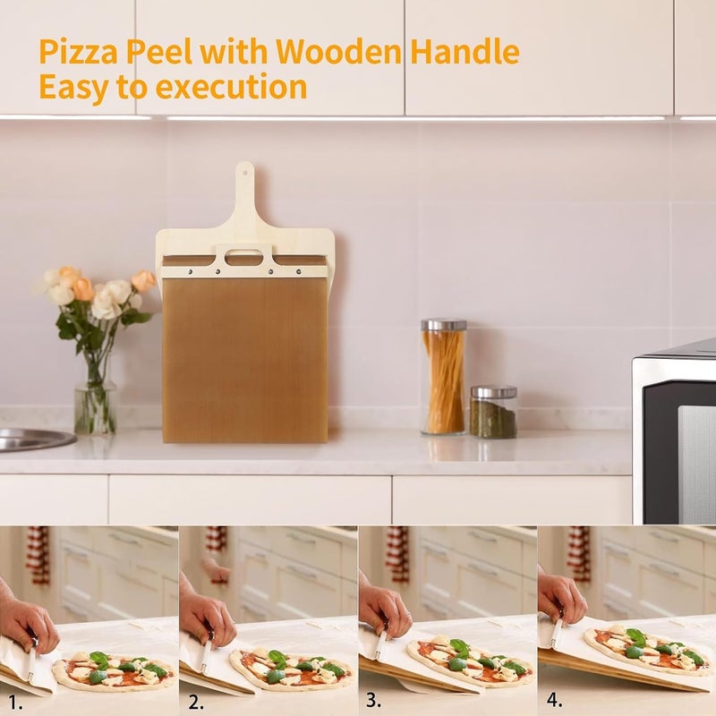 KRLZ Sliding Pizza Peel Pala Pizza Scorrevole Pizza Paddle with Handle Sliding Pizza Shovel for Dishwasher The Pizza Board That Transfers Pizza Perfectly Accessory for Pizza Ovens NonStick - Image 2