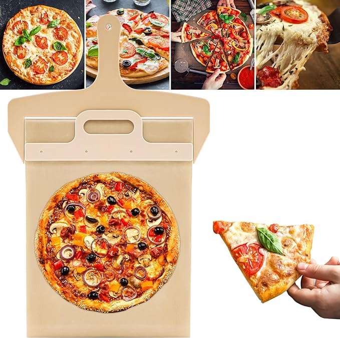 KRLZ Sliding Pizza Peel Pala Pizza Scorrevole Pizza Paddle with Handle Sliding Pizza Shovel for Dishwasher The Pizza Board That Transfers Pizza Perfectly Accessory for Pizza Ovens NonStick - Image 1