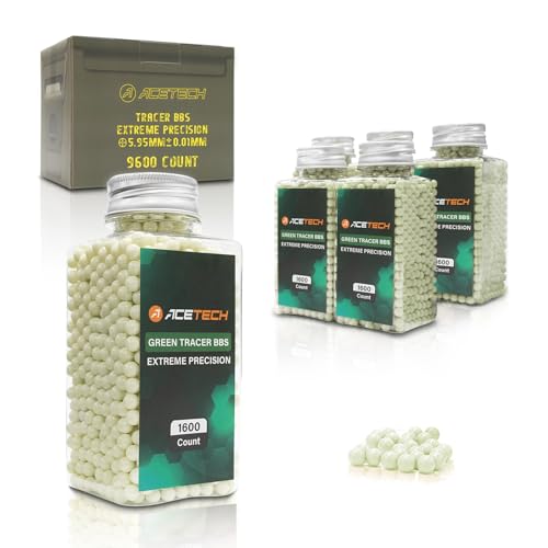 ACETECH Airsoft Tracer BB 6mm 9600 Count High Precision Polished Design (0.20g, Green) - Image 1