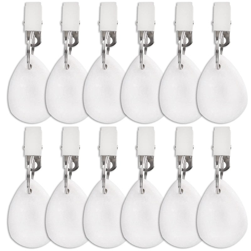 DEAYOU DEAYOU 12 PCS Marble Table Weights Teardrop Table Cover Hanger with Metal Clip for Picnic Garden Flag Curtain White 