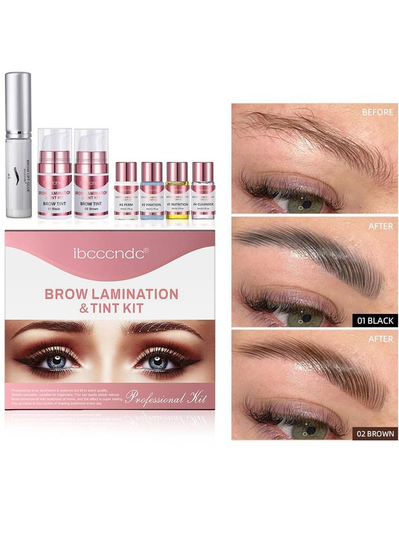 ibcccndc - Brow Lamination Tint Kit Professional DIY Eyebrow Lift Kit Black and Brown Color Fuller Thicker Brows for 6 Weeks Easy to Use Instant Brow Lift Perm at Home Eyebrow Lamination Set - Image 1