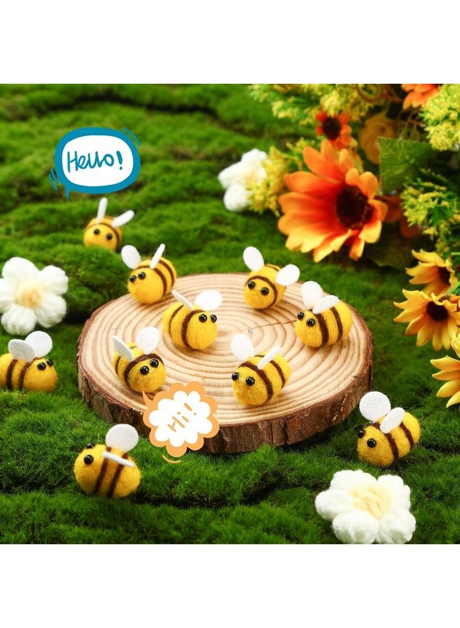 Moukeren Felt Bees For Crafts And Crocheted Spring Flowers Set Wool Bee Decorations Plush Knitted Flowers For Diy Craft Decoration Party Favors (36 Pcs)  - Image 4