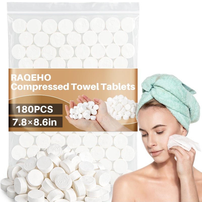 RAQEHO 100 Compressed Towel Tablets - Disposable Face Washcloths Fast Drying Lightweight for Adult Camping Hiking Facial Mini Makeup Wipe Coin Tissues Travel Hotel Cleaning Supplies - Image 1