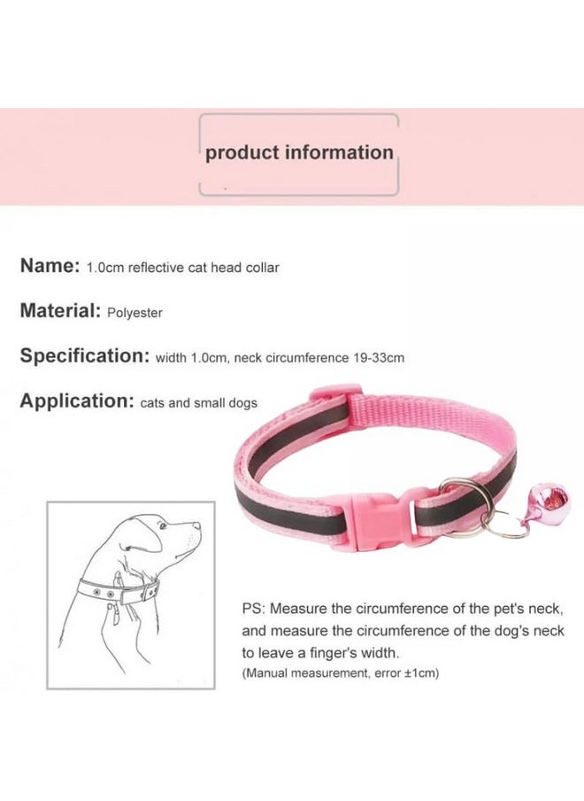 PET Reflective Breakaway Cat Collar Neck Ring Necklace Bell Pet Supplies Safety Elastic Adjustable Reflective Collar Pack Of 2  - Image 5