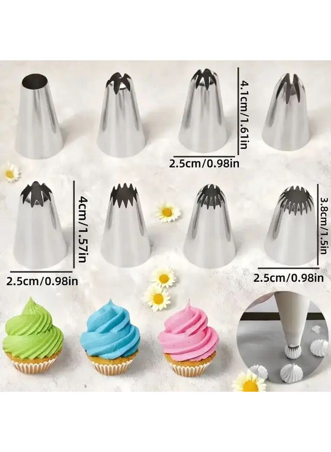 8 Pcs Stainless Steel Cake Decorating Piping Nozzles Set With Interchangeable Tips - Image 3