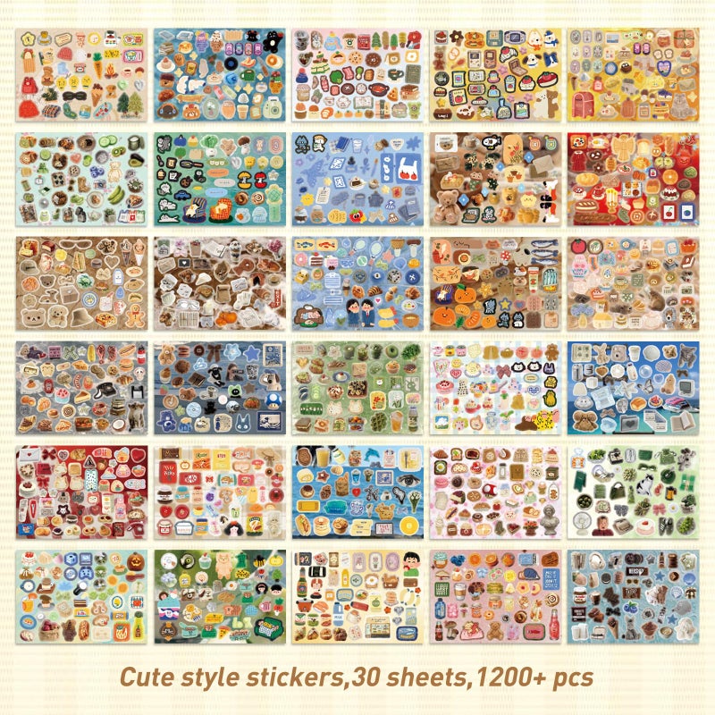 PRSTINCOL Japanese Manga Style Sticker Book with 30 Sheets of Die Cut Stickers, Over 1200 Pieces for DIY Journaling and Scrapbooking - Image 2