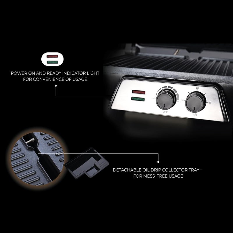 Usha iChef Sandwich Grill 2000 Watt Large 4 Slice Flat Bread Griller 0180 Flat Bed Temperature and Timer Control Auto Shutoff after PreSet time 2 Years Warranty Stainless steel - Image 5