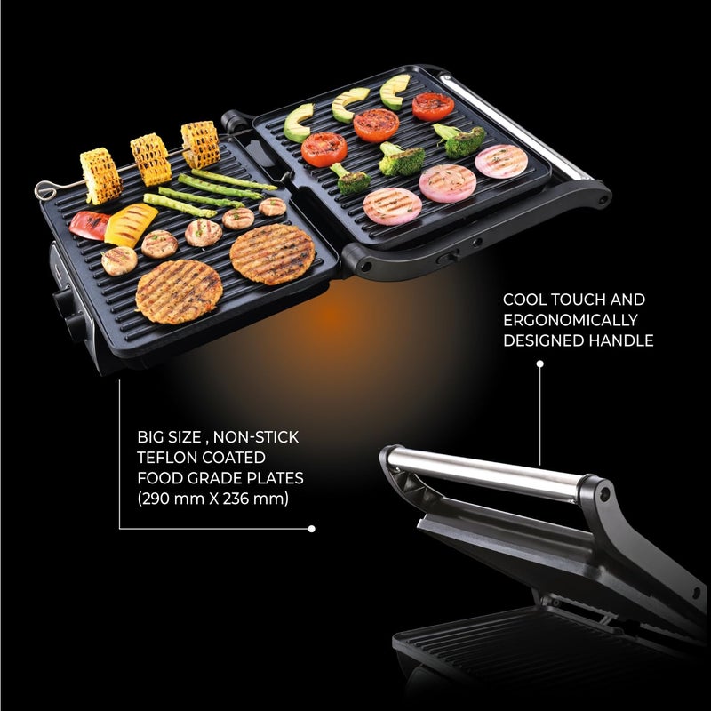 Usha iChef Sandwich Grill 2000 Watt Large 4 Slice Flat Bread Griller 0180 Flat Bed Temperature and Timer Control Auto Shutoff after PreSet time 2 Years Warranty Stainless steel - Image 3