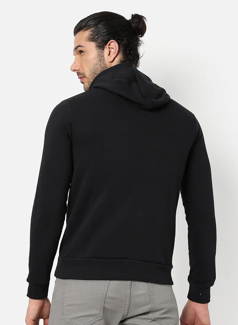 Campus Sutra Men's Onyx Black What-Day-Is-It Print Pullover Hoodie