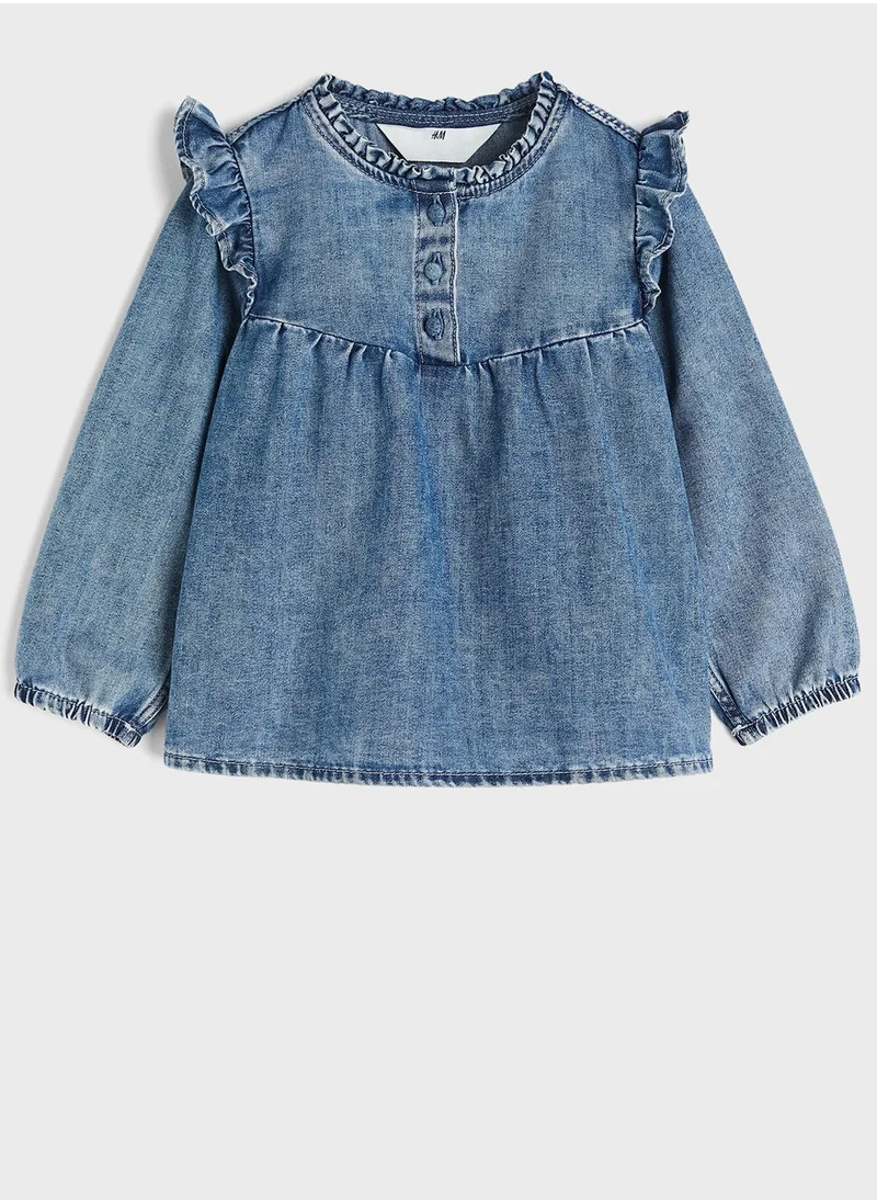 H&M Infant Frill-Trimmed Denim Blouse