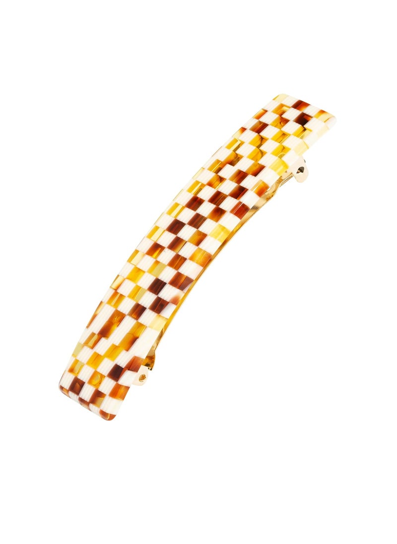 France Luxe France Luxe Classic Rectangle Barrette Chequered Board 