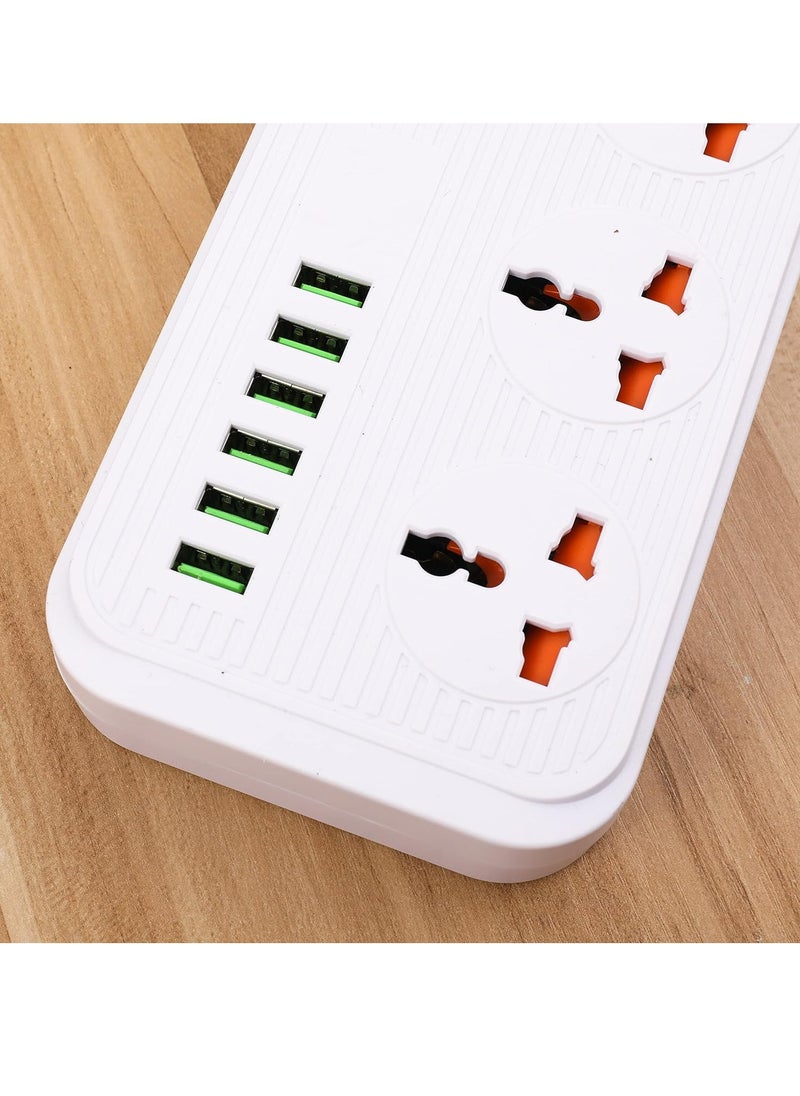 تايكوم جهاز حماية من زيادة التيار في قطاع الطاقة مع قابس مسطح بسلك تمديد USB مع 3 منافذ تيار متردد على نطاق واسع و6 منافذ USB، ومحطة سطح مكتب صغيرة مع سلك طاقة بطول 6 أقدام، ومقبس مدمج (3G6U-A09)  - Image 3