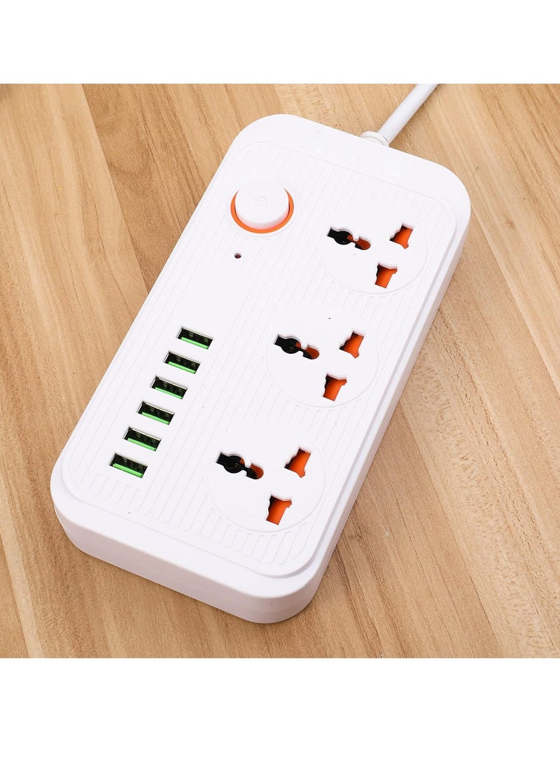 تايكوم جهاز حماية من زيادة التيار في قطاع الطاقة مع قابس مسطح بسلك تمديد USB مع 3 منافذ تيار متردد على نطاق واسع و6 منافذ USB، ومحطة سطح مكتب صغيرة مع سلك طاقة بطول 6 أقدام، ومقبس مدمج (3G6U-A09)  - Image 2