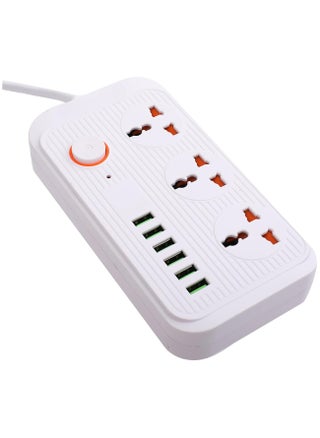 أبيض 3 مقابس + 6 USB A09