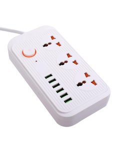 White 3 Socket+6 USB A09