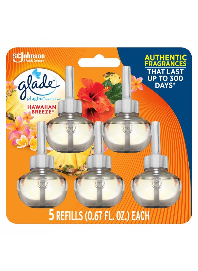 Glade PlugIns Refills Air Freshener, Scented and Essential Oils for Home and Bathroom, Hawaiian Breeze, 3.35 Fl Oz, 5 Count - Image 1
