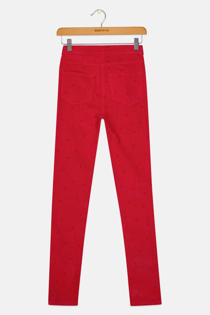 TAPE A L'OEIL Kids Girl Allover Printed Corduroy Pants, Dark Pink  - Image 2