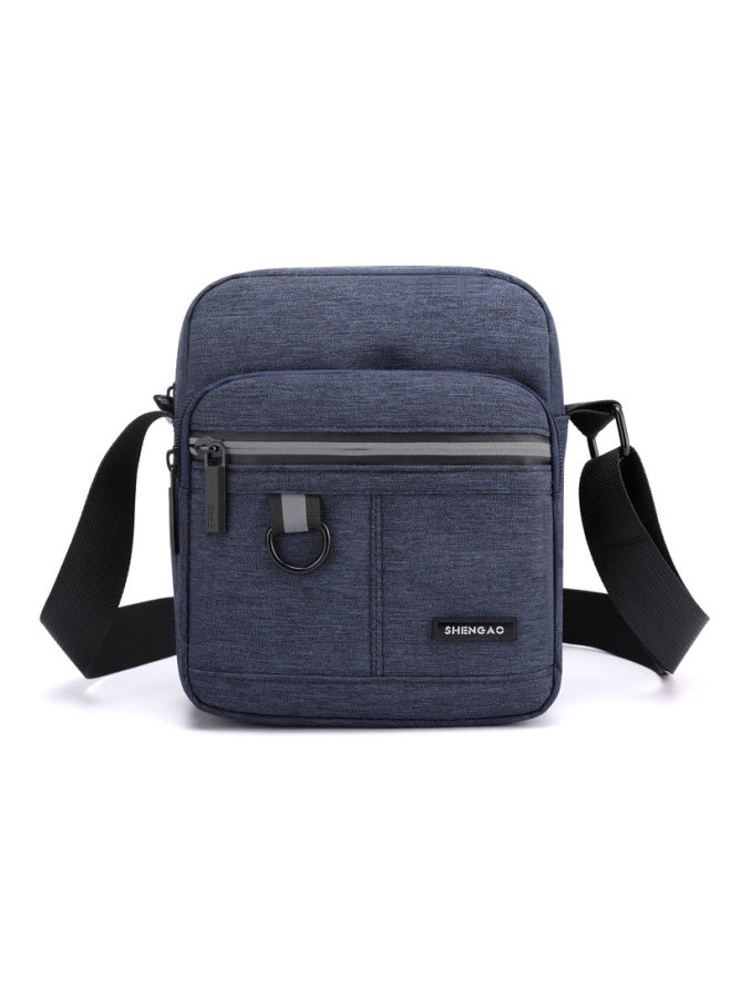 Men's OxFord Cloth Casual Canvas Crossbody Bag Small Backpack Mobile Phone Bag 2022 Style-Color:Vertical Blue  - Image 1