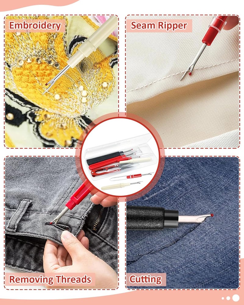 FIVEIZERO Seam Rippers for Sewing – 2 Big and 2 Small Stitch Remover Tools and 1Thread Snips - Image 5
